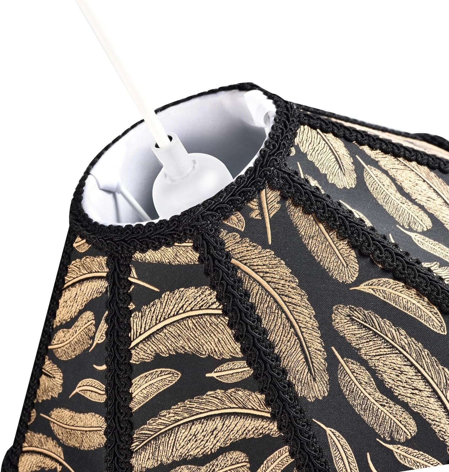 Victorian Empire Lampshade Black Jacquard Gold Leaf Tassel 30cm
