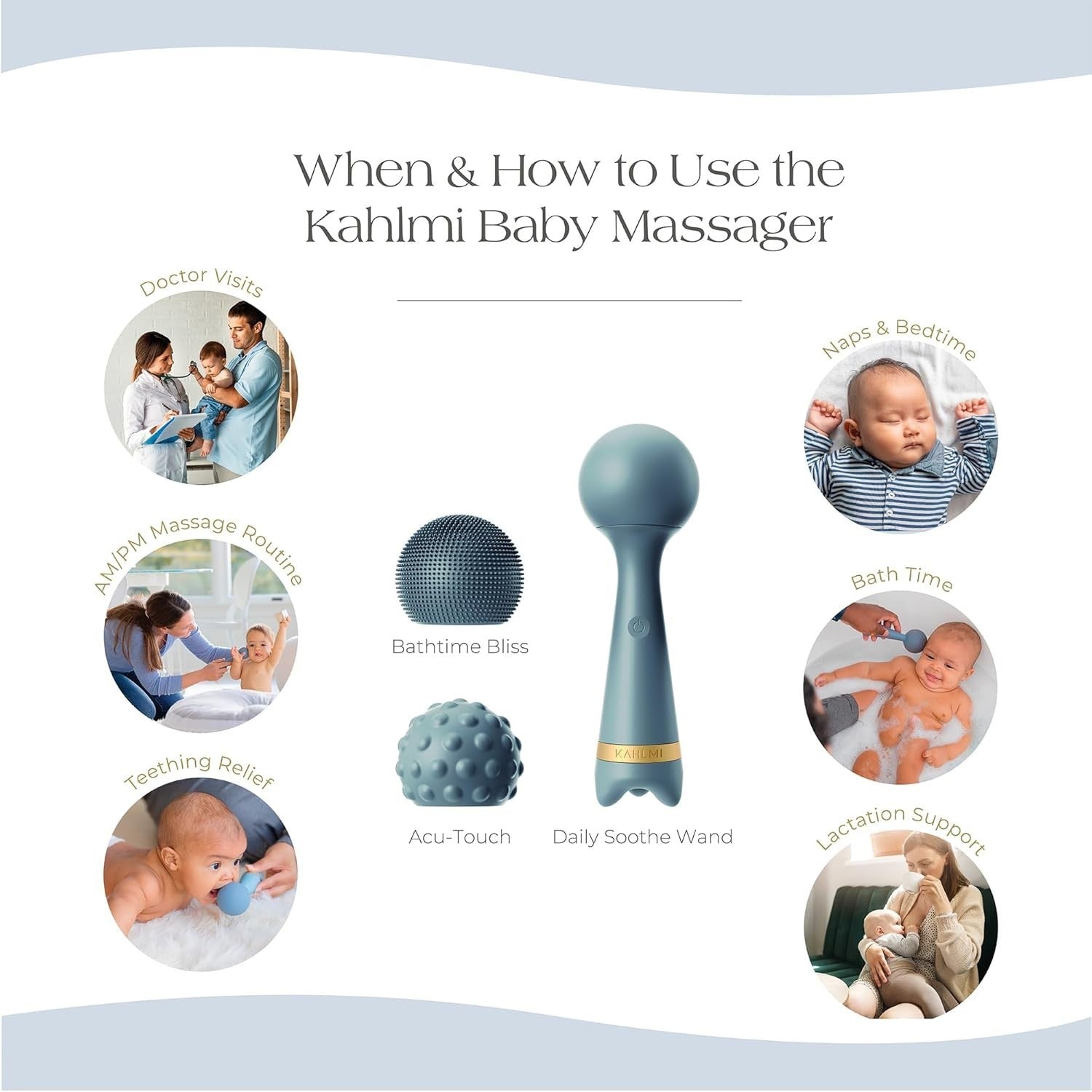 Baby Massager for Colic, Gas Relief & Sleep Aid - Silicone Soother with 3 Heads