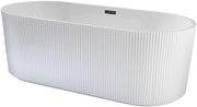 White Double Ended Freestanding Fluted Bath 1700x800mm Chrome Overflow