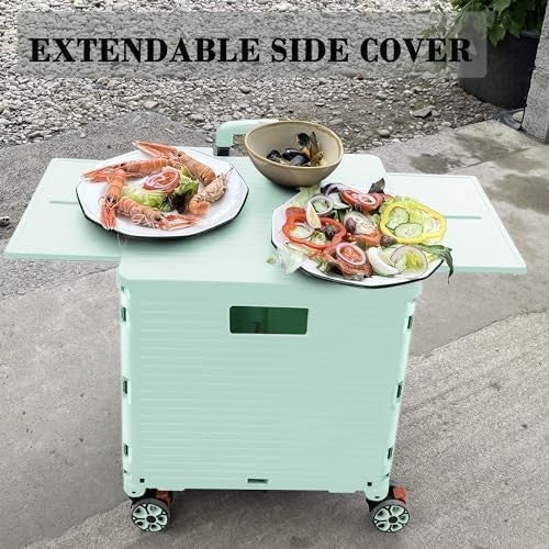 Heavy Duty Folding Shopping Cart 55kg Trolley 360° Wheels Foldable Green
