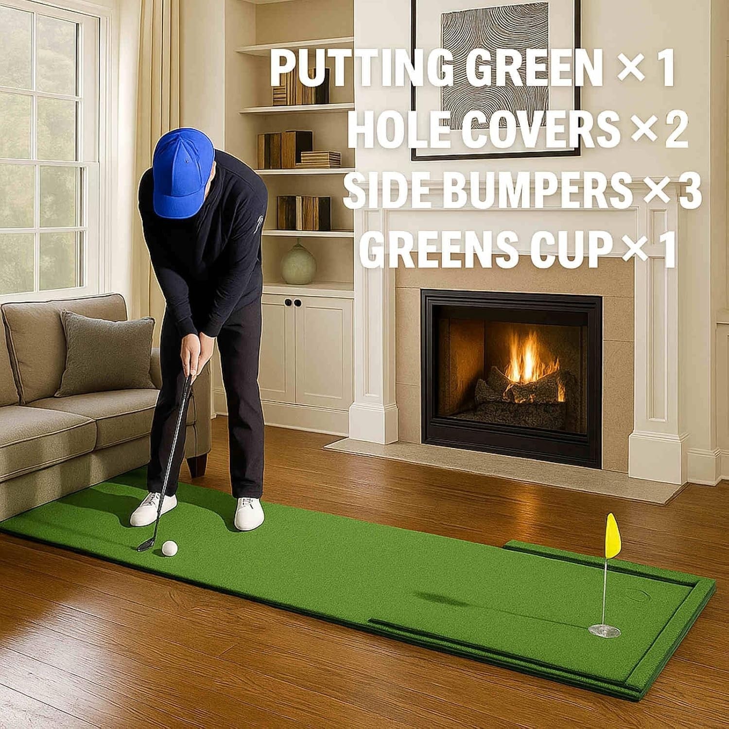 Indoor Golf Putting Green Mat Practice Trainer Hole Flag Home Office