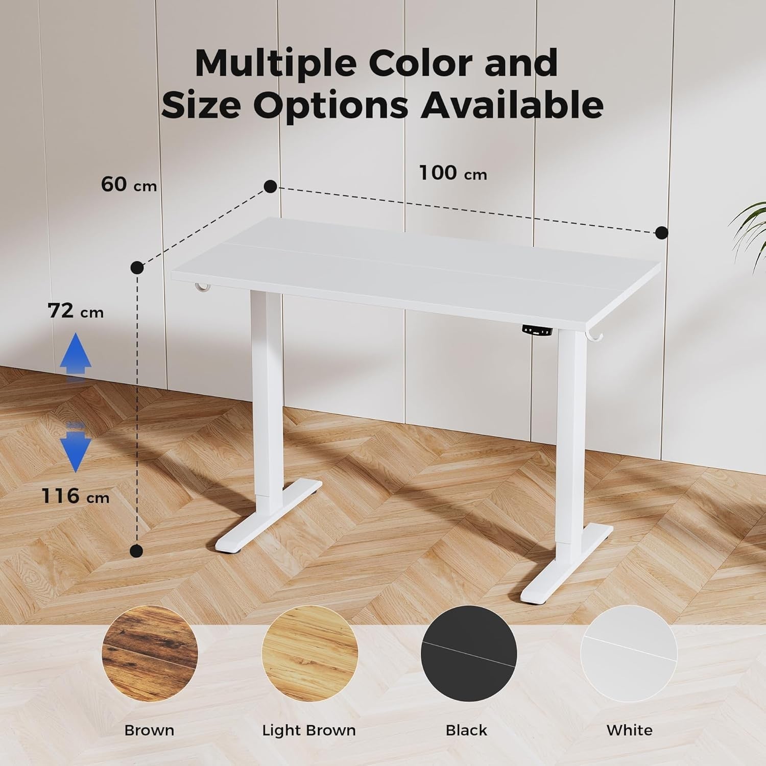 Electric Standing Desk 100x60cm Adjustable Sit Stand Table with Memory