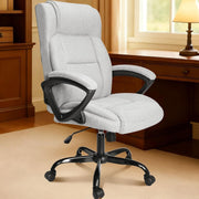 Ergonomic Office Chair S-Back Adjustable Height Rolling Desk Swivel Fabric Grey