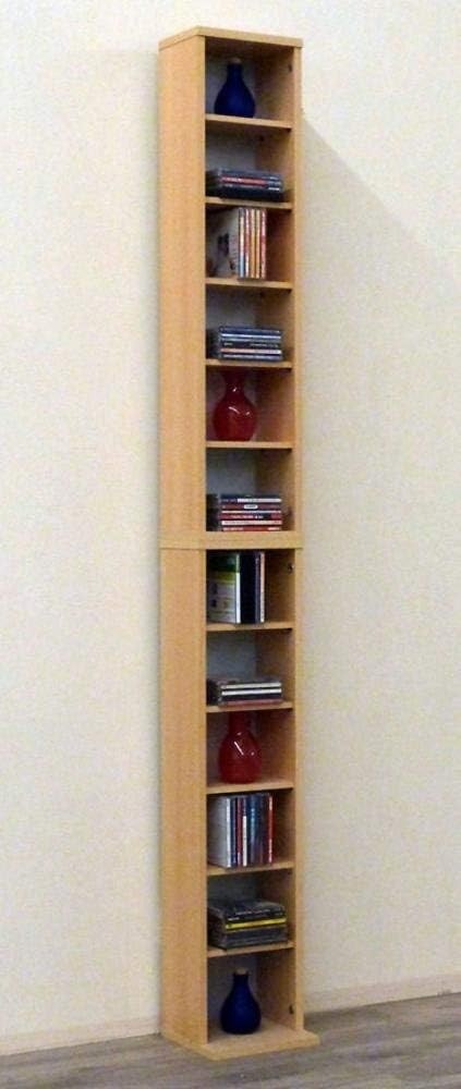 CD DVD Storage Tower Rack Holds 204 CDs 72 DVDs Beech Shelf