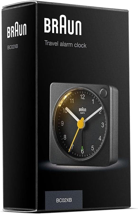 Black Analogue Alarm Clock Quiet Sweep Snooze Light 2 Pack Bedside