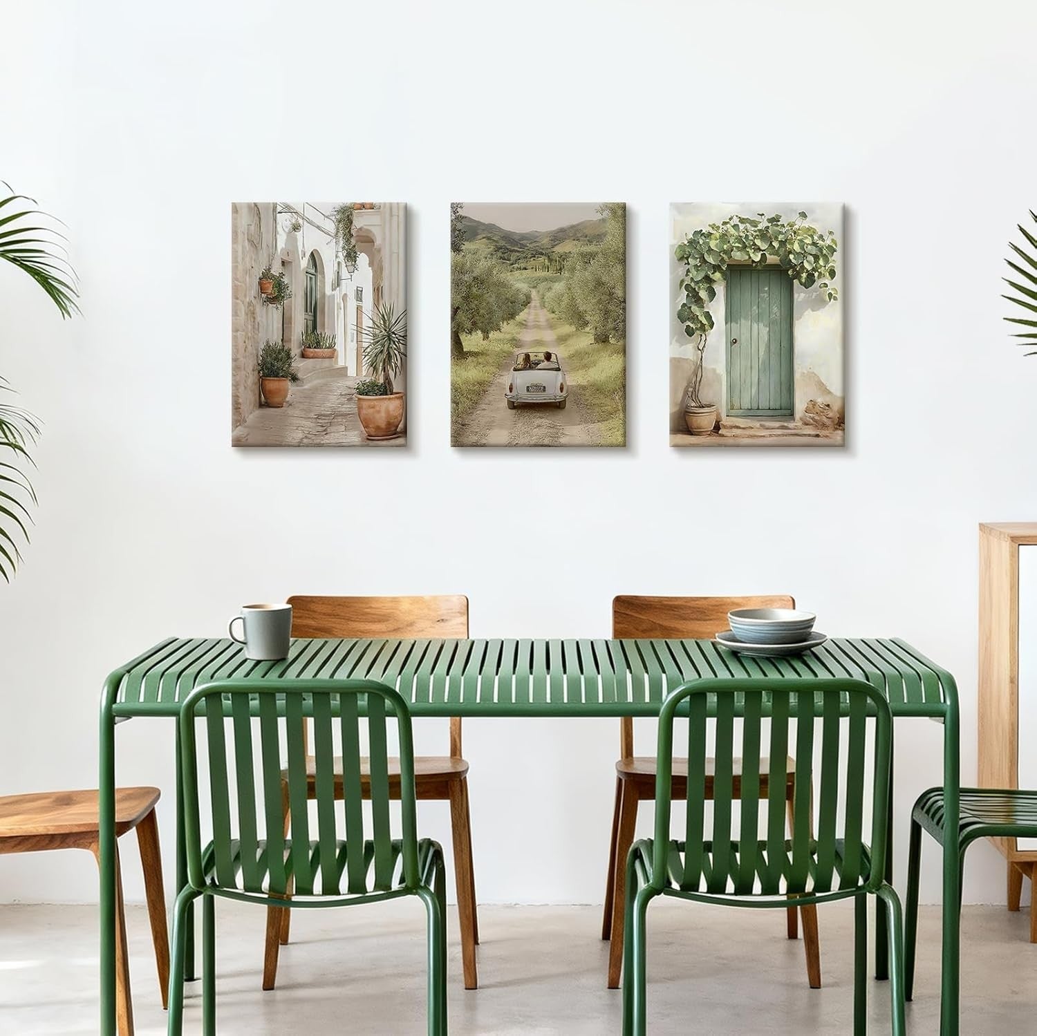 Set of 3 Vintage Italy Landscape Canvas Wall Art 30x40cm