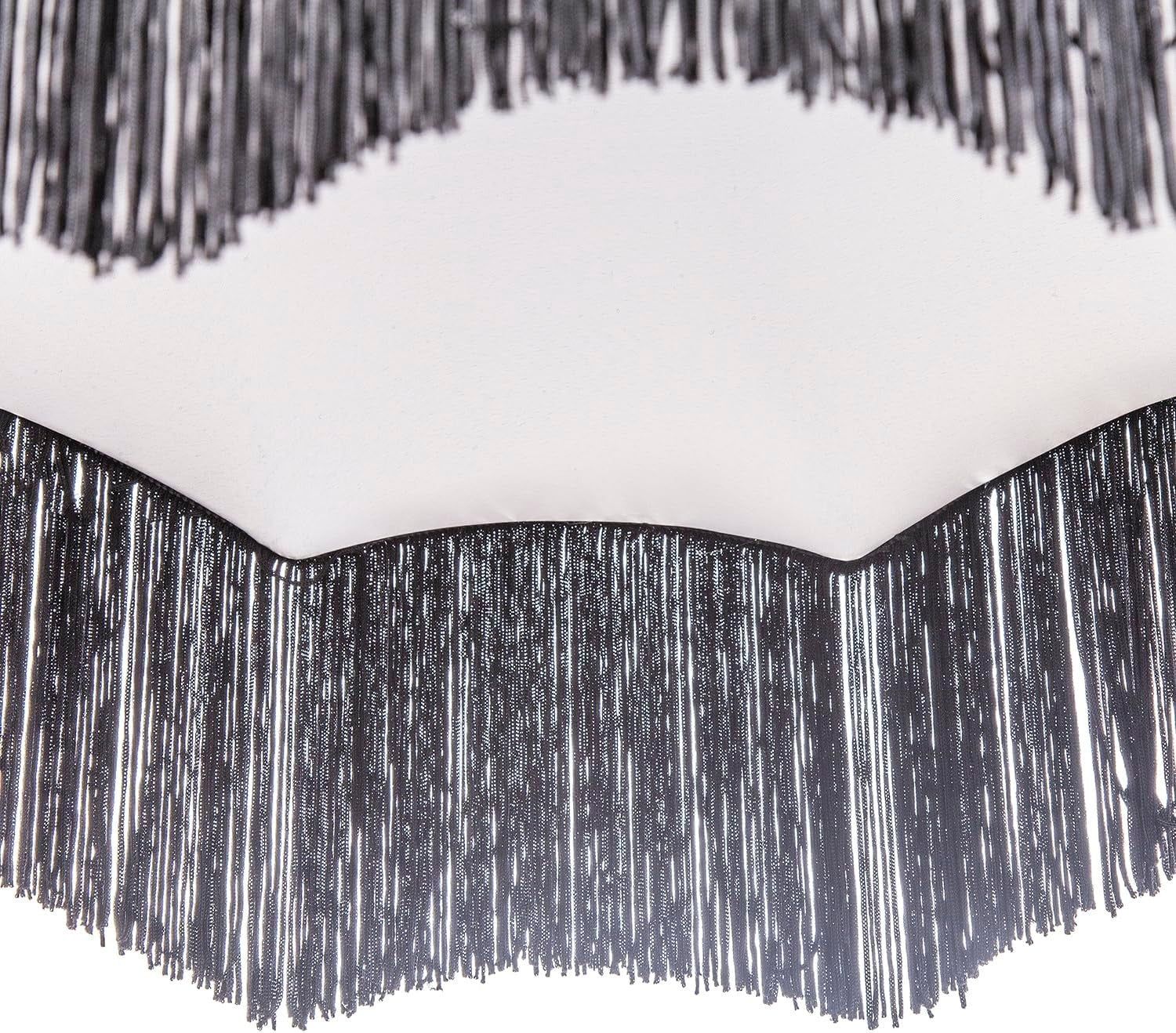 Victorian Empire Velvet Lampshade Jet Black Tassel Pendant 40cm