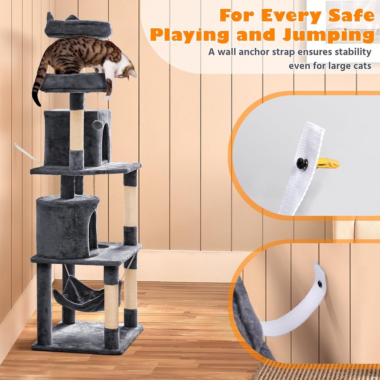 179cm Cat Tree Tower Multi Level Scratching Post Indoor Climber Hammock