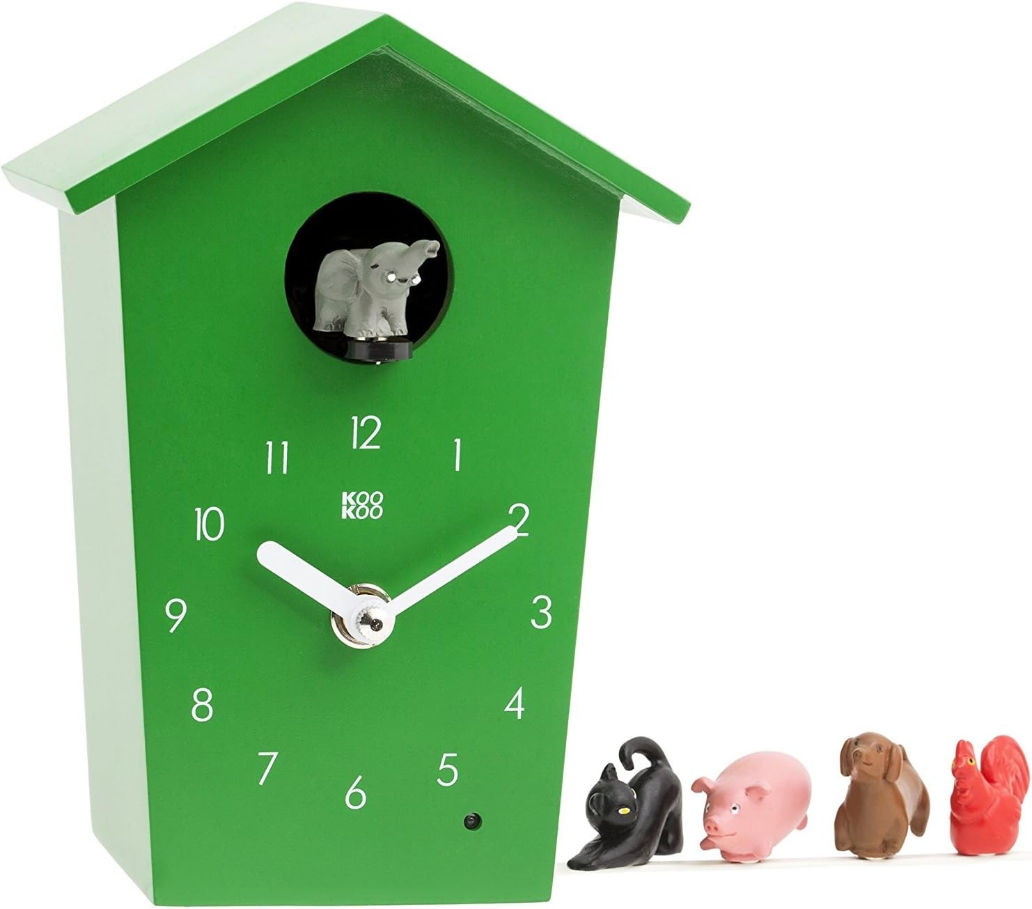 Animal Sound Wall Clock Kids Room Farm Chime Modern Green Cuckoo Toy