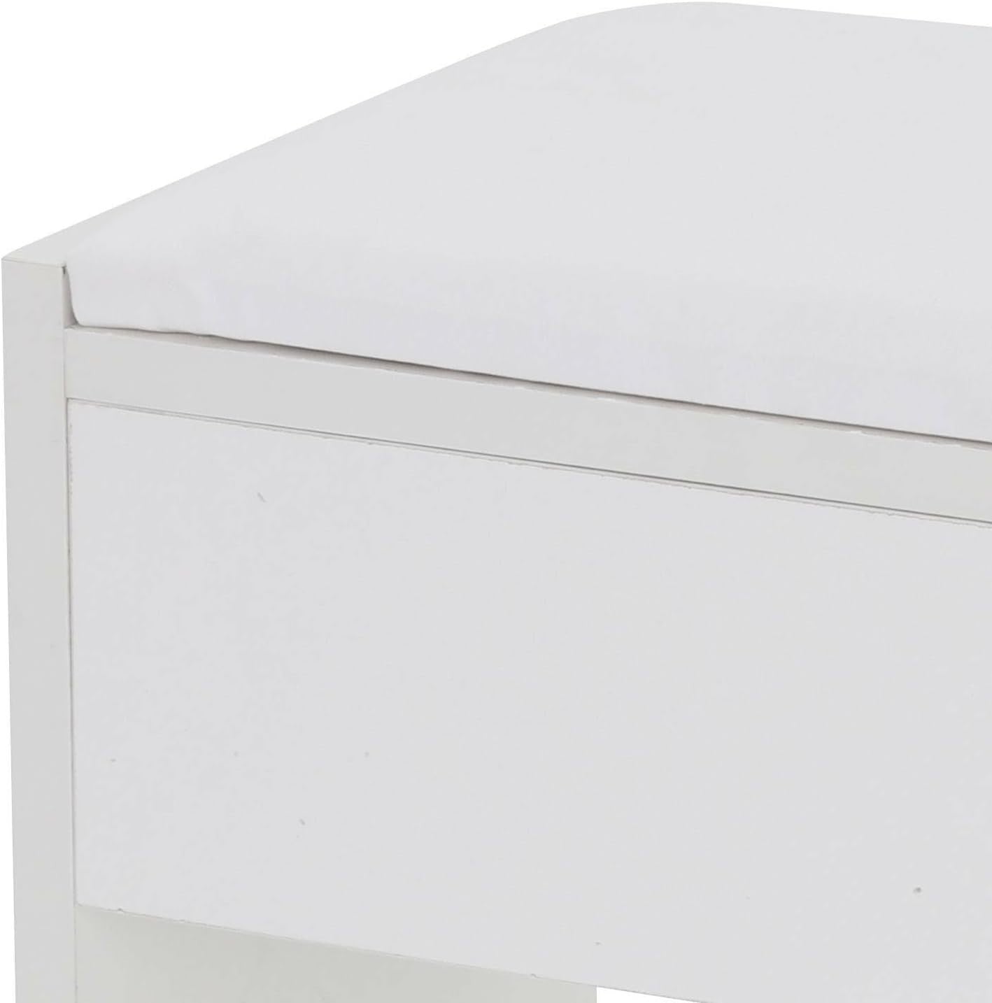 White Padded Vanity Stool Square Makeup Seat Modern Dressing Table Chair