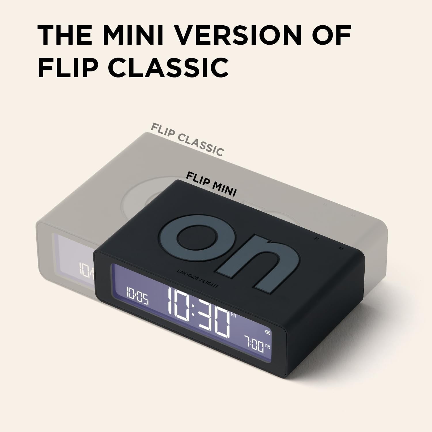 Mini Digital Alarm Clock LED Flip On Off Touch Snooze Rechargeable