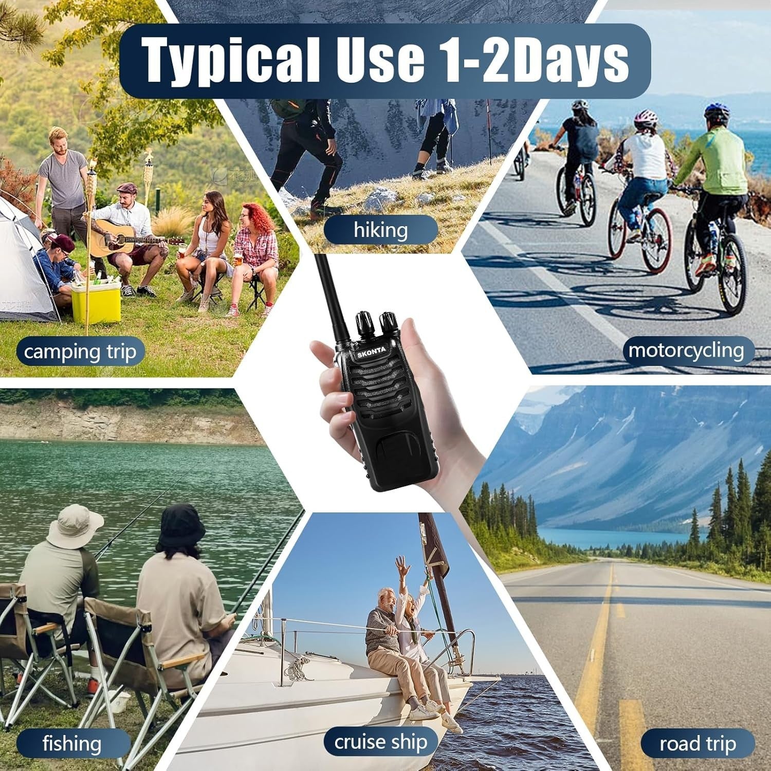 Long Range Walkie Talkies 2 Way Radio 16CH Rechargeable VOX LED