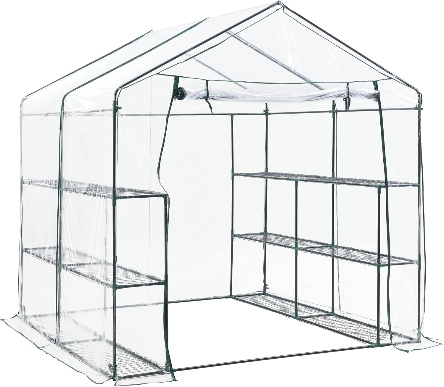 Large Walk-In Greenhouse with Shelves | Heavy Duty PVC Cover | Steel Frame