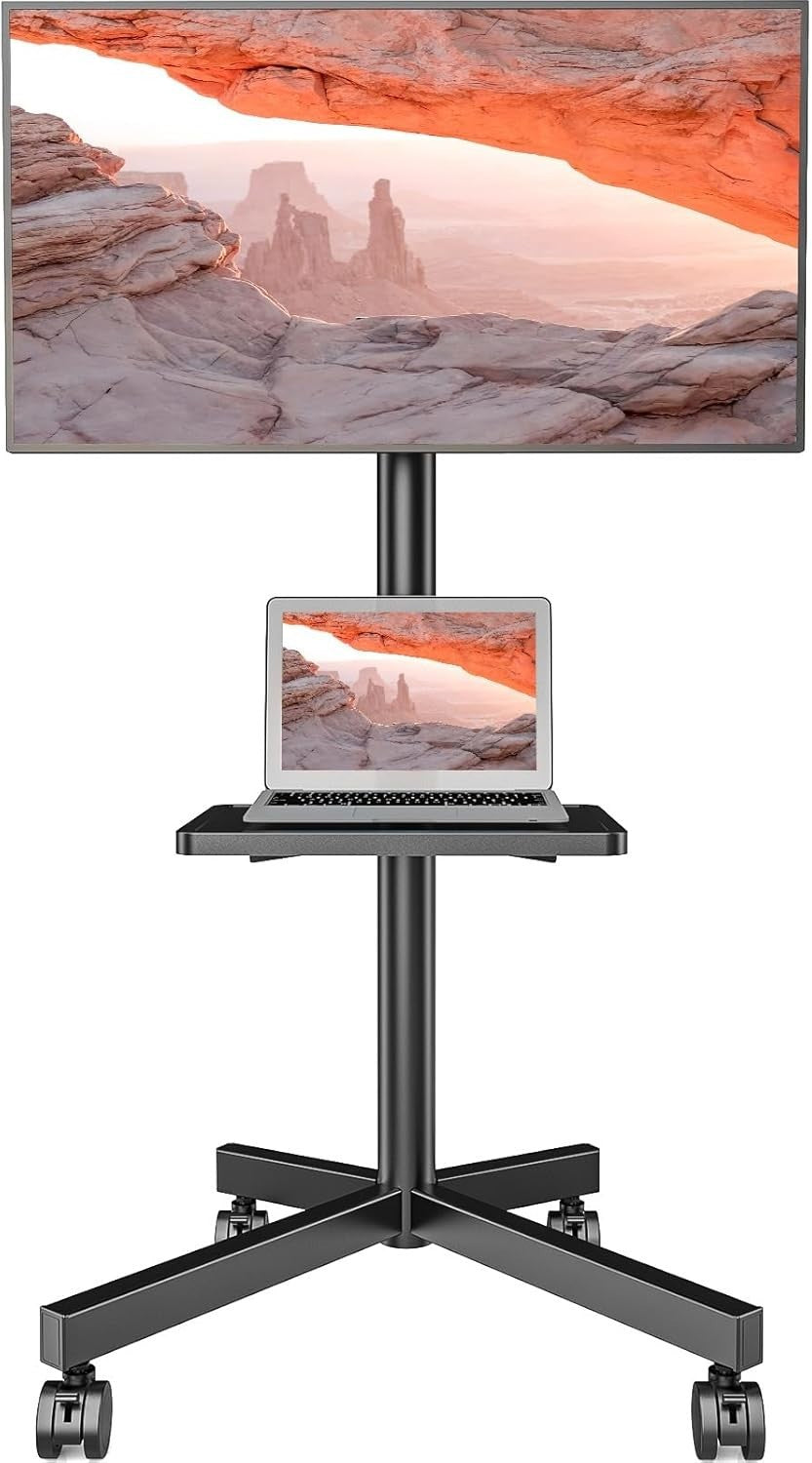 Mobile TV Stand with Shelf for 23-60" LED Curved Screens, Rolling Cart 40kg