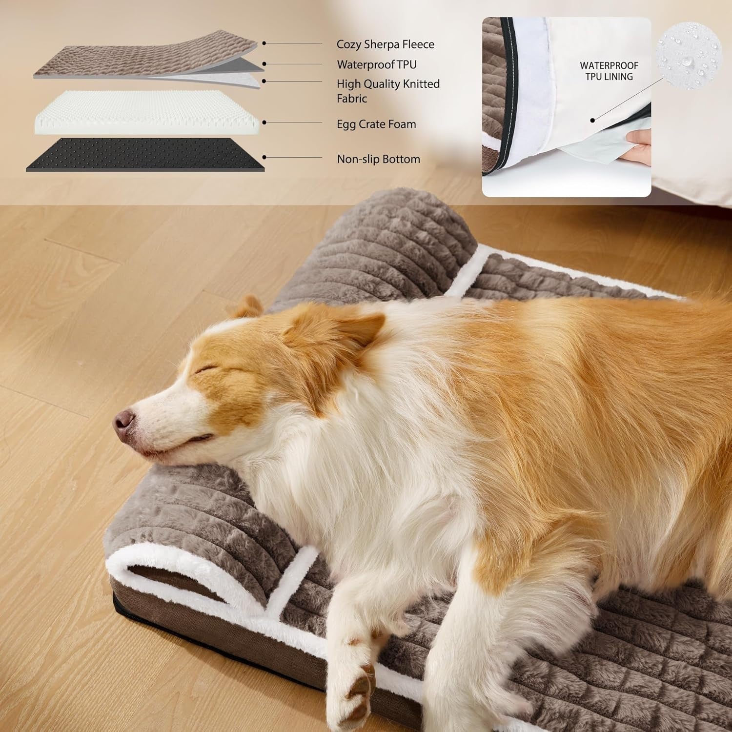 Jumbo Orthopedic Dog Crate Bed 142x101cm Waterproof