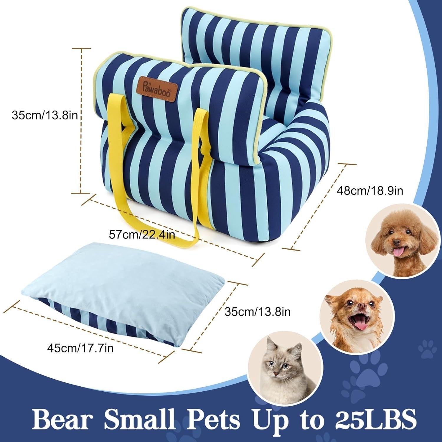Extra Soft Dog Booster Car Seat Pet Travel Bed Safety Leash 25lbs