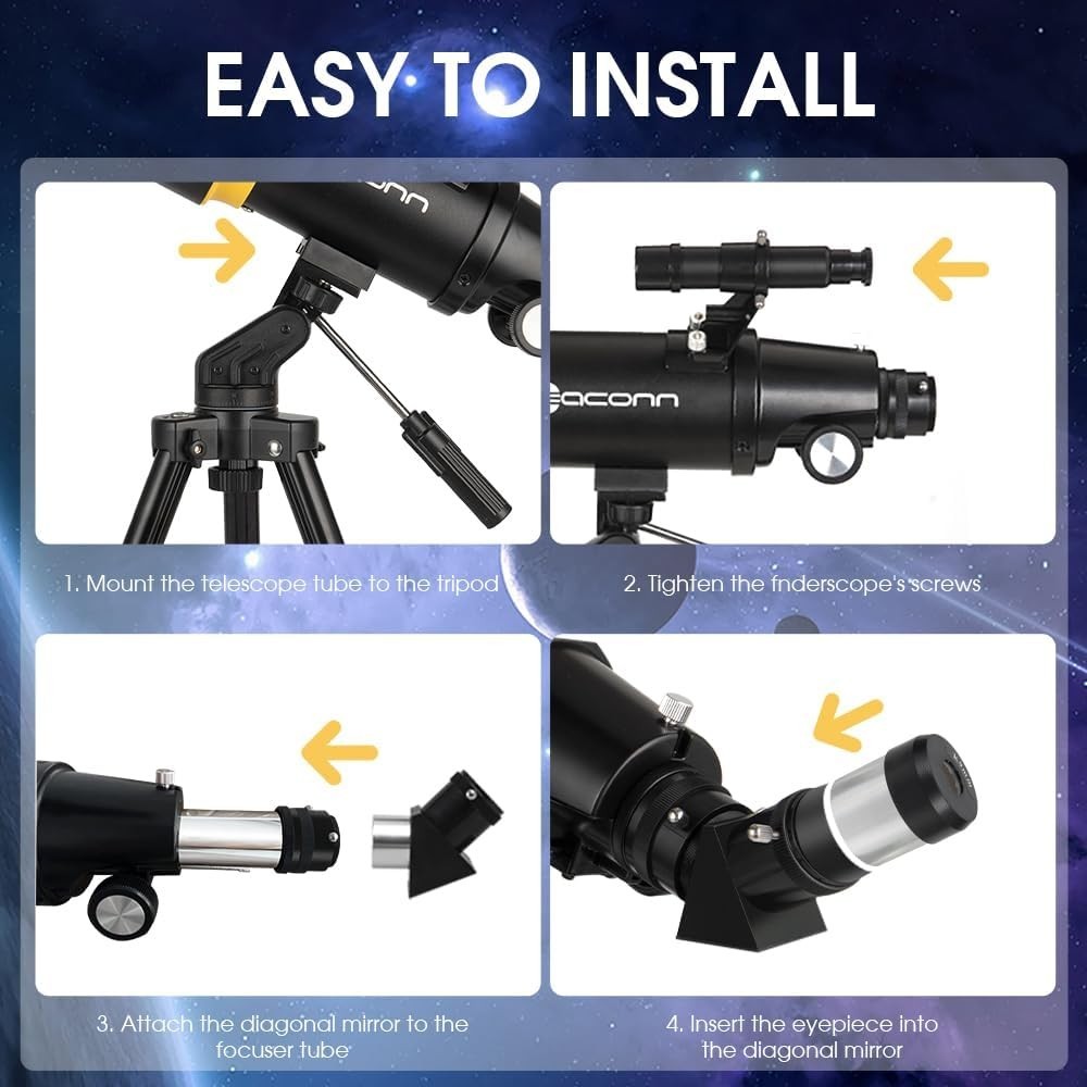 90mm 600mm Refractor Telescope for Adults Kids Astronomy with Bag
