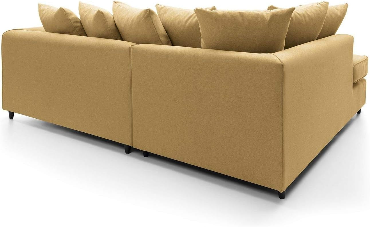 Mustard L-Shaped 3 Seater Corner Sofa Modern Brushed Cotton Removable Cover