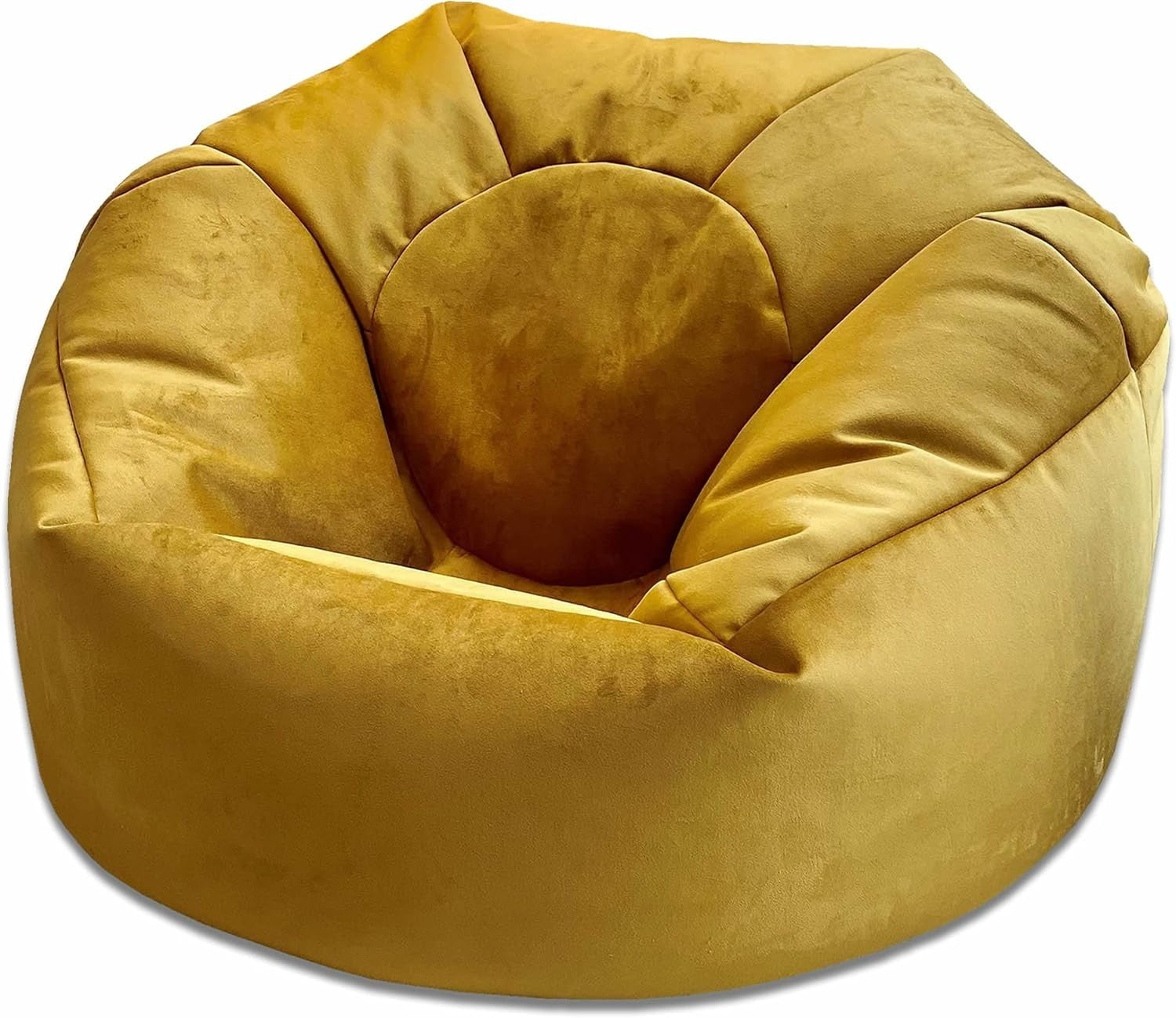 Plush Velvet Beanbag Chair Large Soft Lounger Indoor Floor Seating Mustard