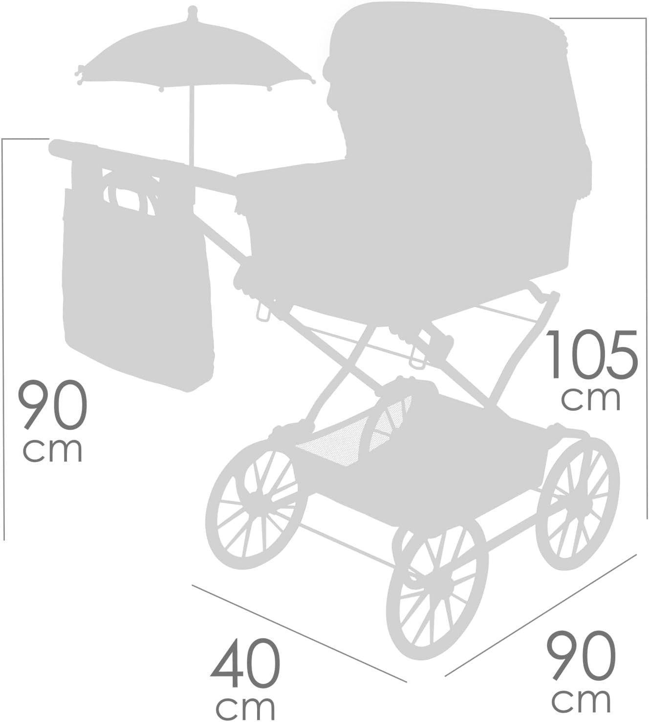 Folding Dolls Pram Pushchair Adjustable Handle Parasol Lightweight