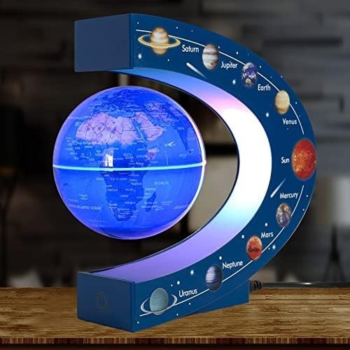 Blue Magnetic Levitating Globe Nine Planets Floating LED Light