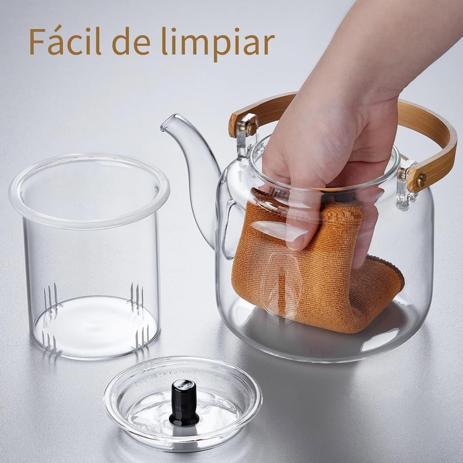 Glass Teapot Set 1100ml with Infuser 4 Cups Borosilicate Stovetop Safe