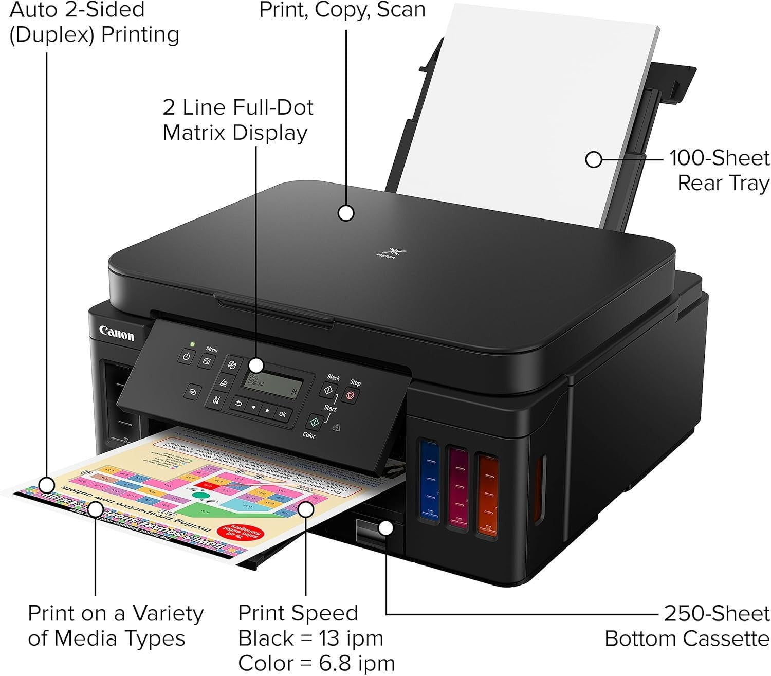 MegaTank Wireless 4-in-1 Printer | High-Yield, Copier, Scanner, Duplex