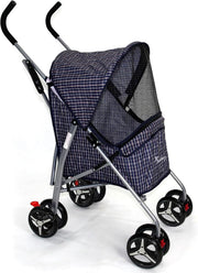 Pet Travel Stroller Dog Cat Pushchair Waterproof Foldable 4 Wheel Blue