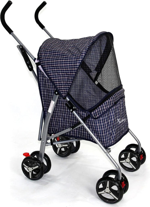 Pet Travel Stroller Dog Cat Pushchair Waterproof Foldable 4 Wheel Blue