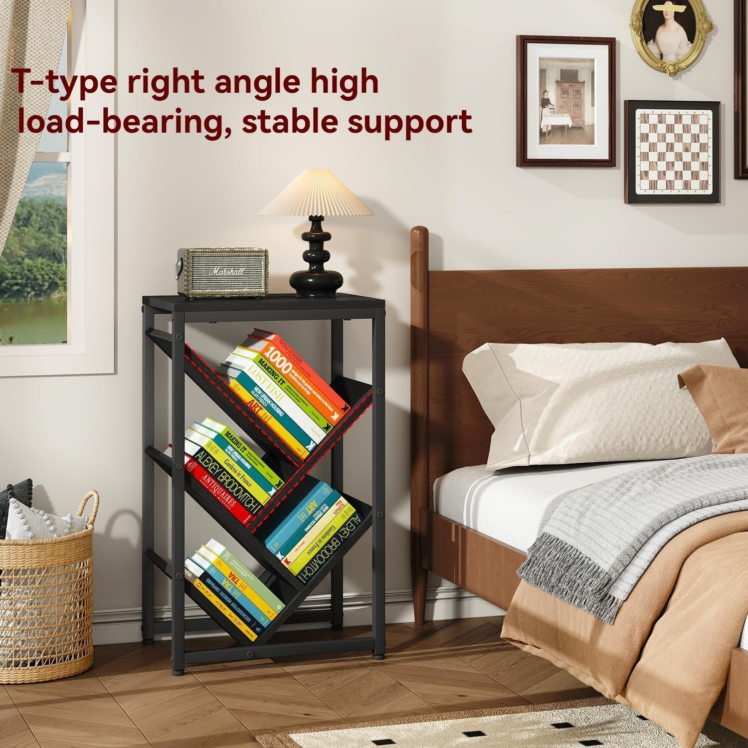 5-Tier Black Tree Bookshelf Small Desktop Storage Organizer Shelf