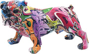 Colourful Graffiti Bulldog Figurine Large Resin Ornament Modern Art Home Decor