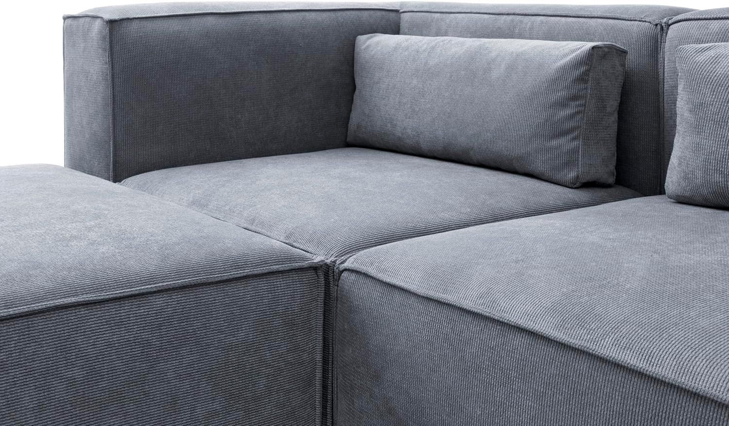 Dark Grey Corner Sofa 5 Seater Modular L Shape | 282x257x73cm Sectional