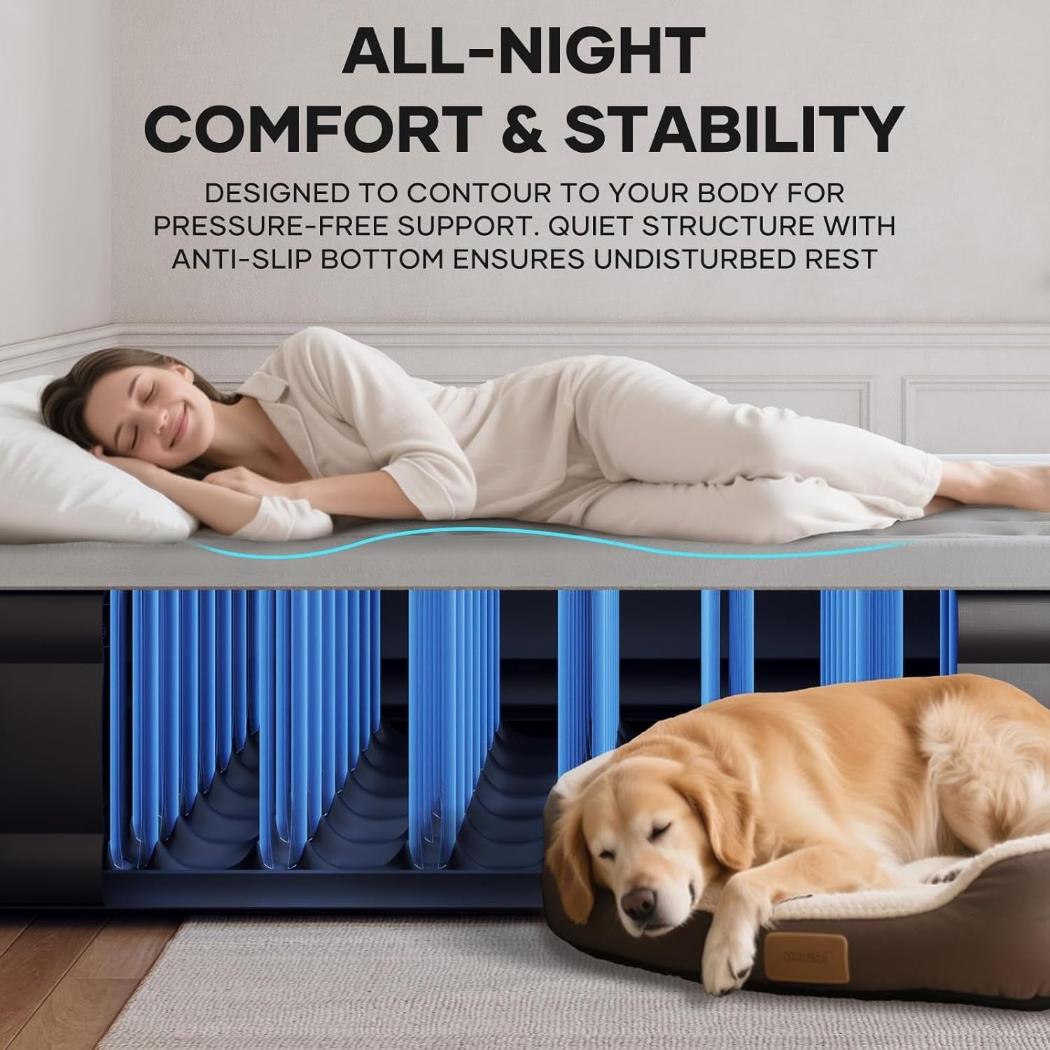 Super King Inflatable Air Mattress Built-In Pump 213x182x46cm