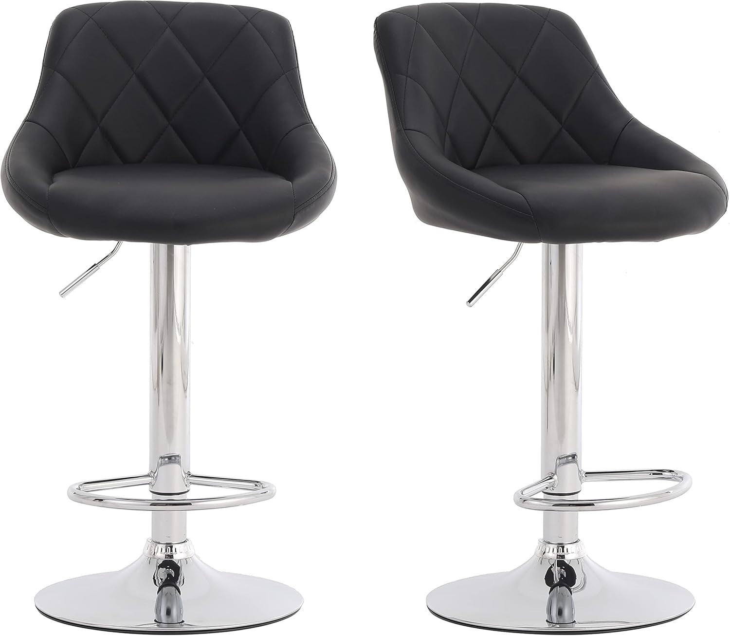 Set of 2 Adjustable Swivel Bar Stools –DM931 Black L-Shape