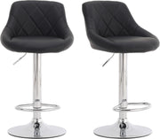 Set of 2 Adjustable Swivel Bar Stools –DM931 Black L-Shape