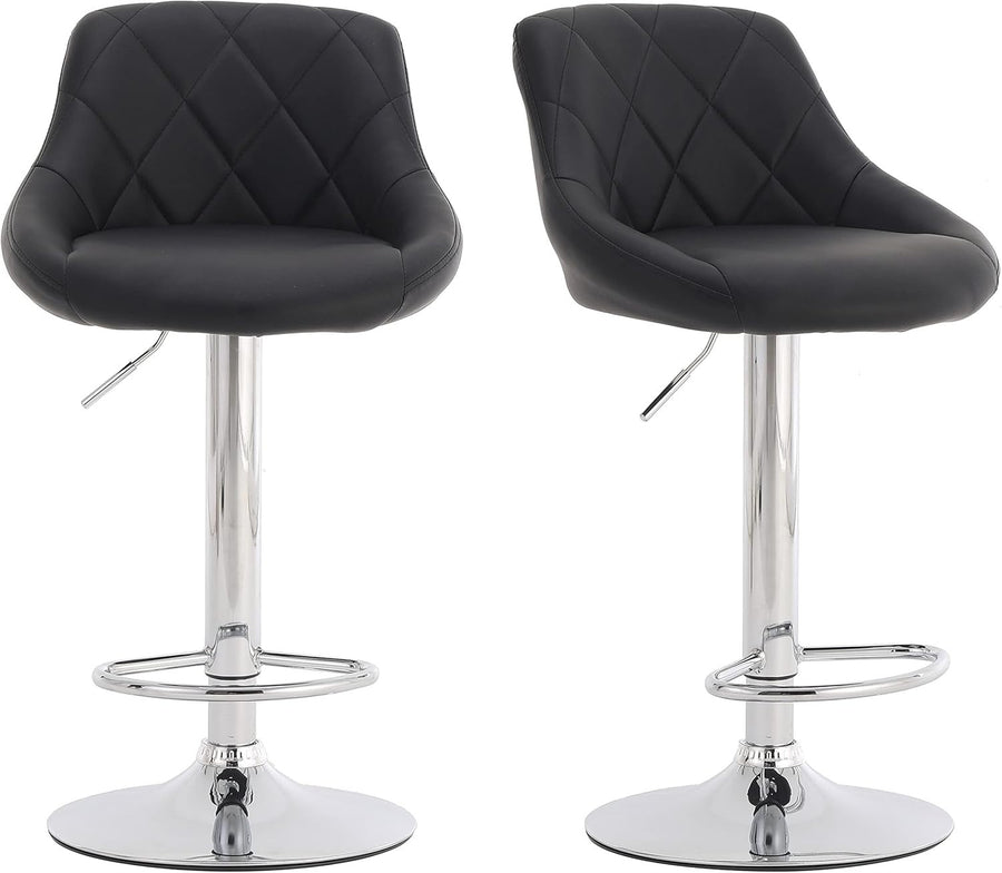 Set of 2 Adjustable Swivel Bar Stools –DM931 Black L-Shape
