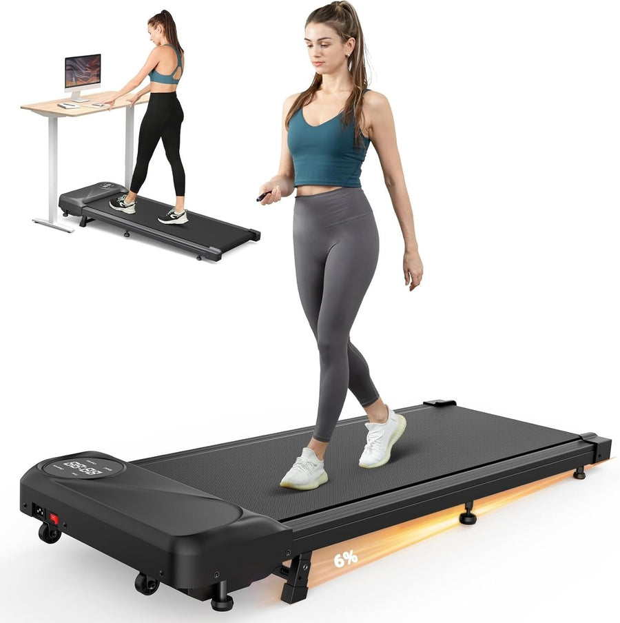 Portable Under Desk Treadmill with Remote, LED Display & 6% Incline, 2.5HP Motor