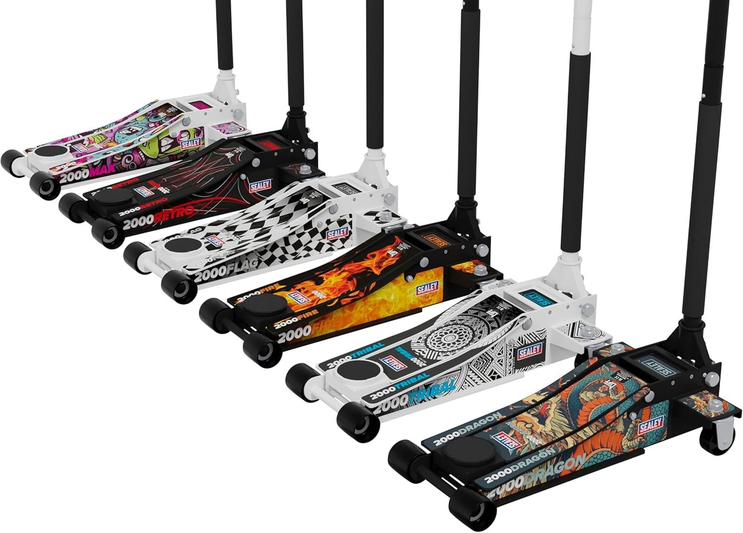 2 Ton Low Entry Trolley Jack Rocket Lift Custom Design 85–430mm White Heavy Duty