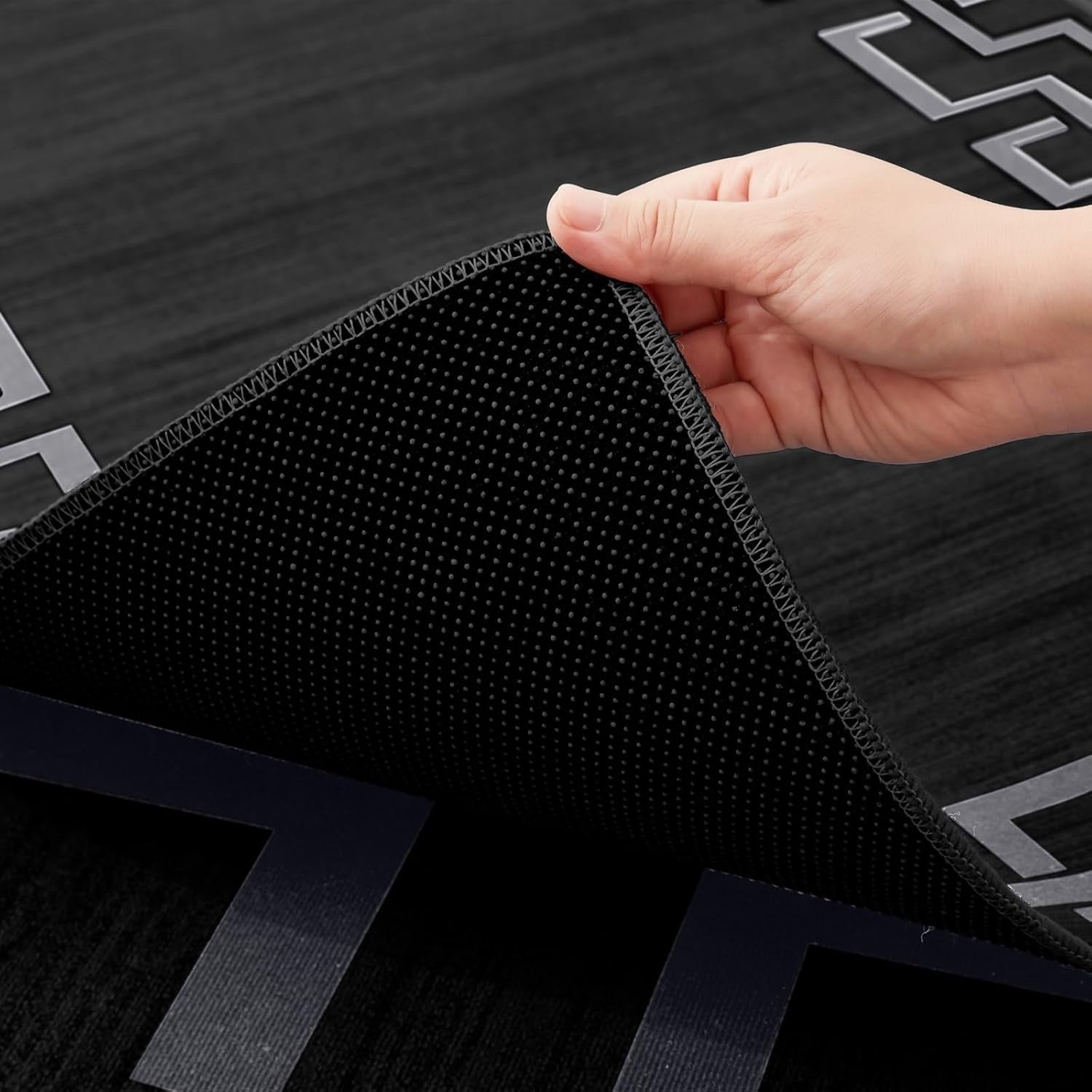 Black Greek Key Large Rug Soft Modern Area Carpet Non-Shedding 160x230cm
