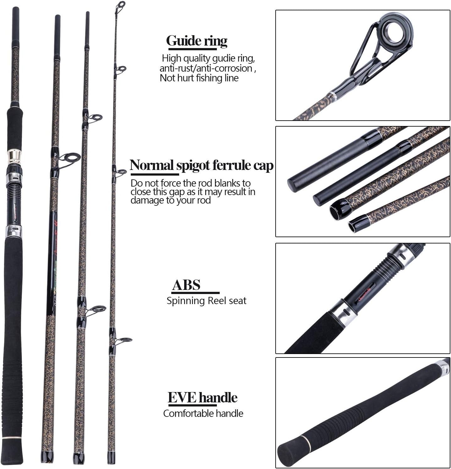 4-Section Carbon Fiber Carp Rod | Portable Spinning Fishing Rod for Travel
