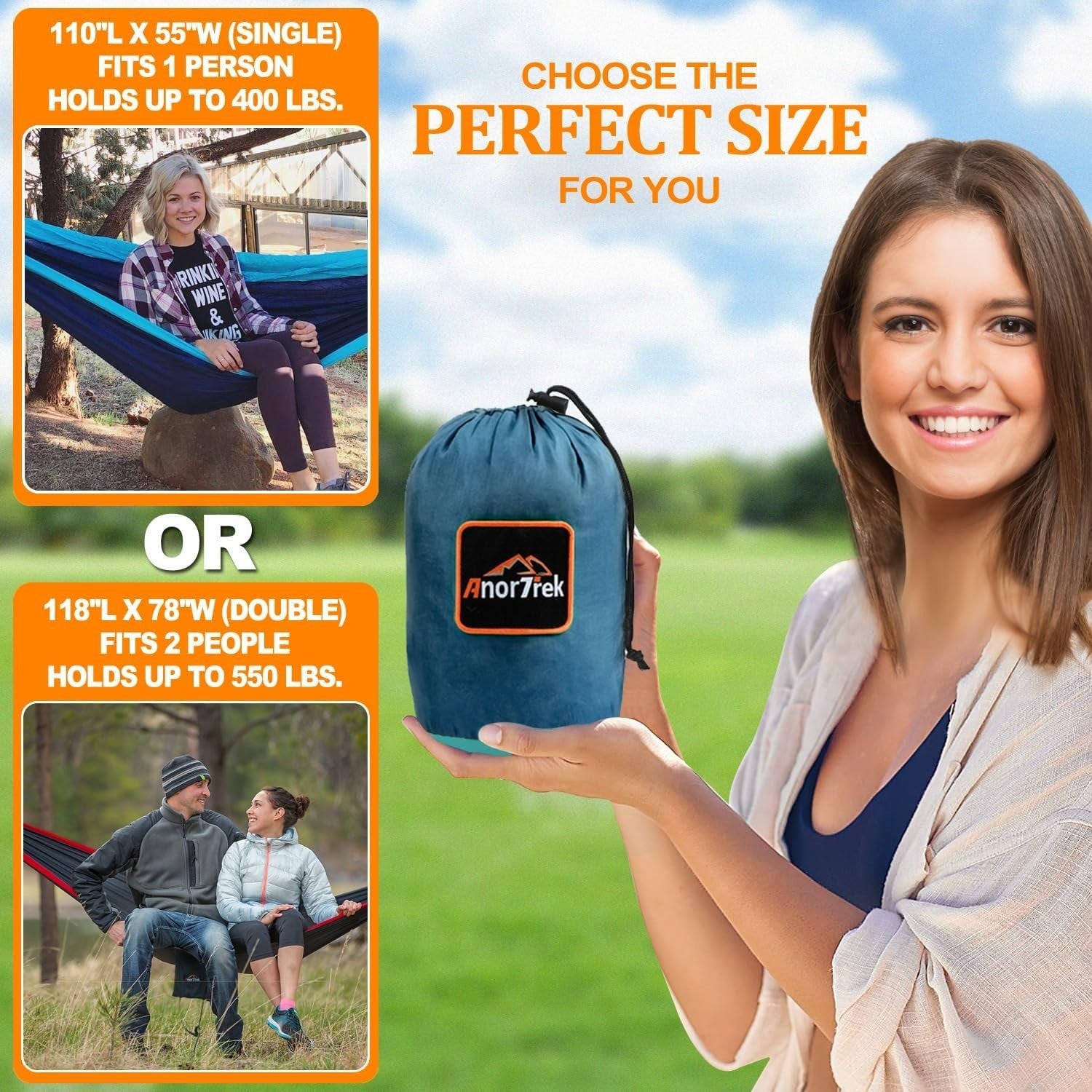 Ultra-Lightweight Outdoor Camping Hammock with Tree Straps & 250kg Load