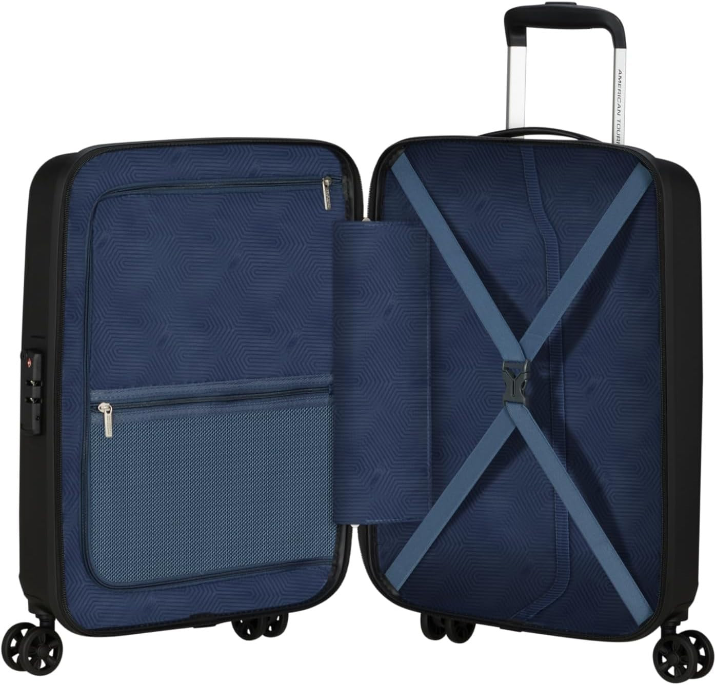 55cm Cabin Hard Shell Suitcase Lightweight 4 Spinner Wheels TSA Lock Black