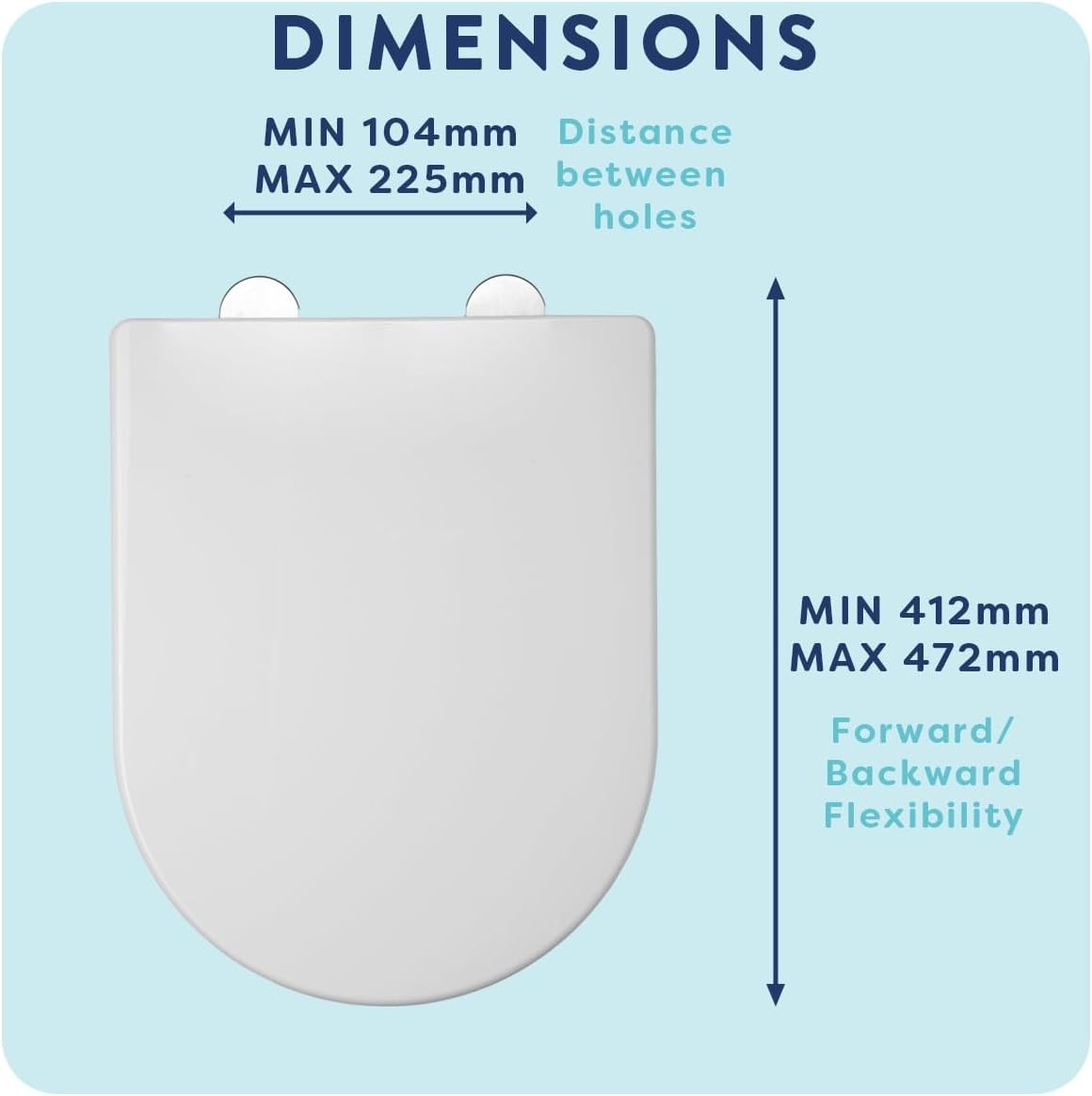 White D-Shape Toilet Seat Quick Release Antibacterial Durable