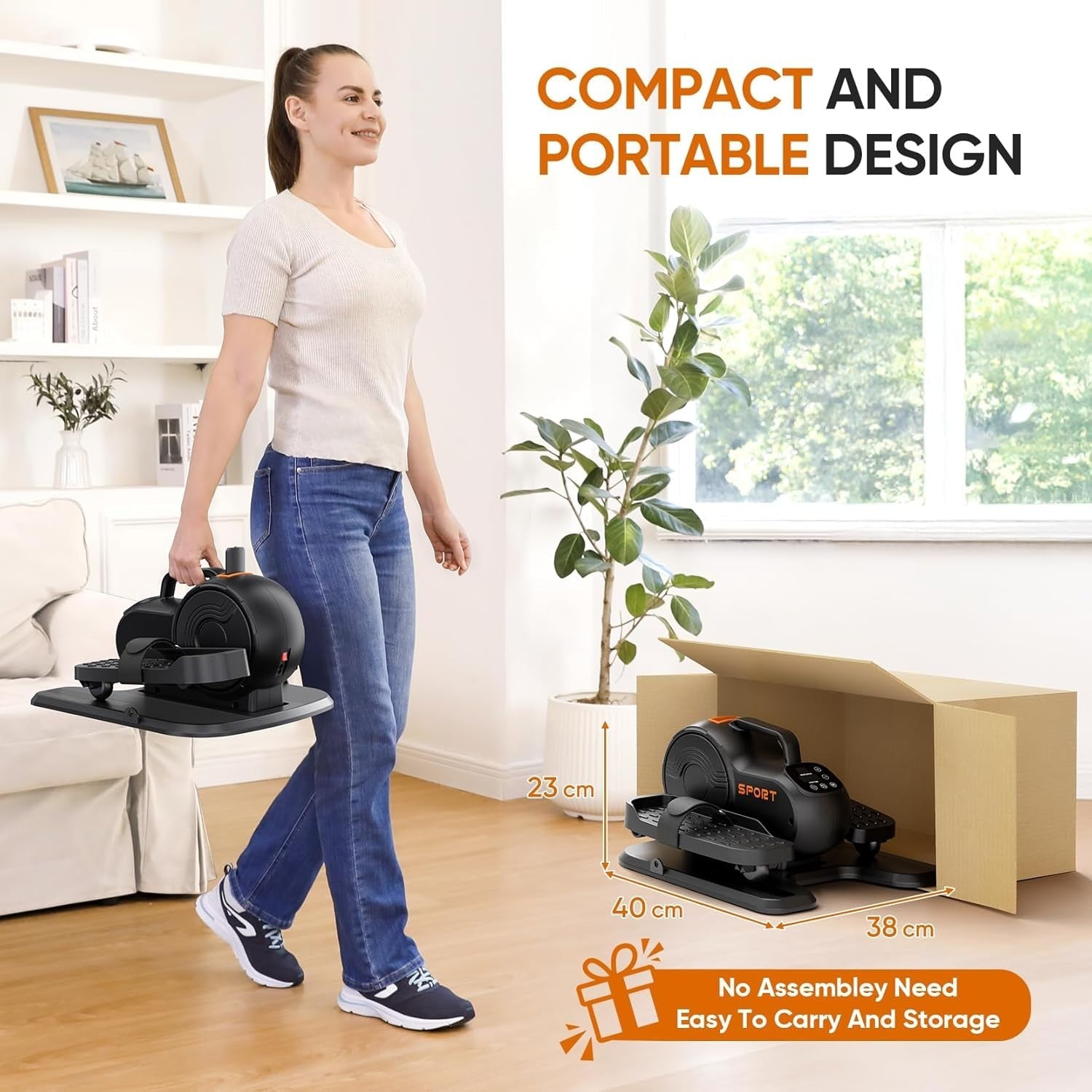 3-in-1 Under Desk Elliptical Pedal Exerciser, 10-Speed & Resistance, Quiet