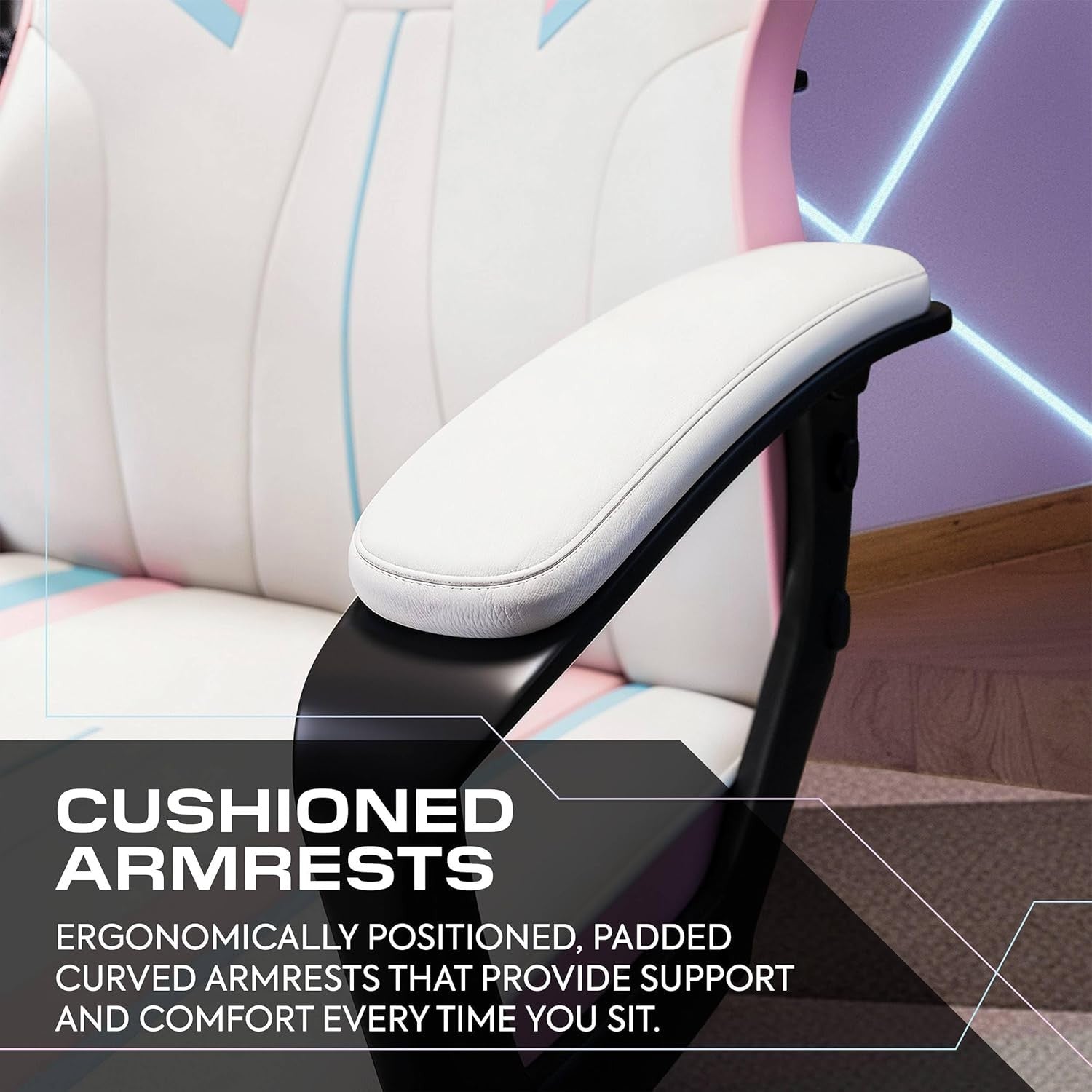 Ergonomic Gaming Chair High Back Wide Seat Pink
