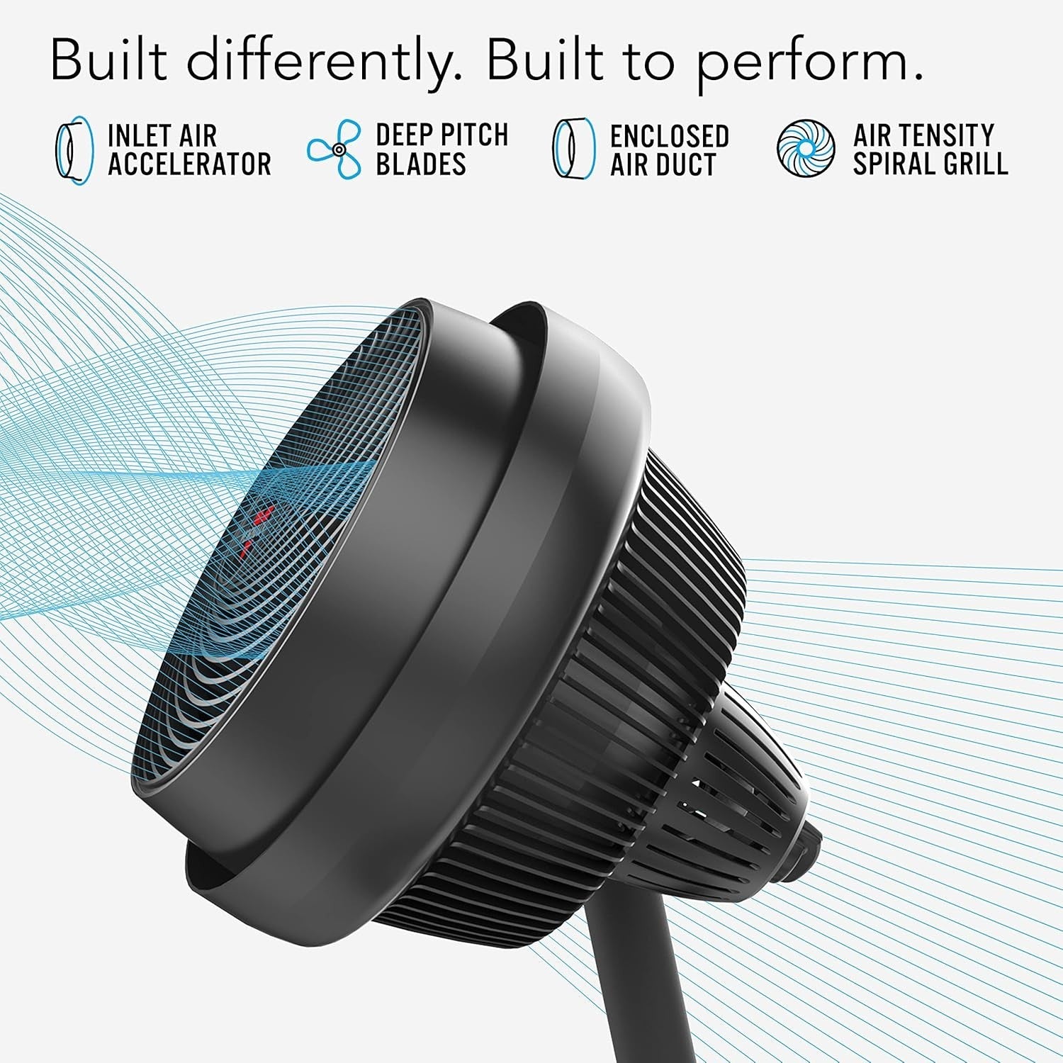Full Size Floor Fan – Adjustable Height Tilt Air Circulator Quiet 3-Speed Black