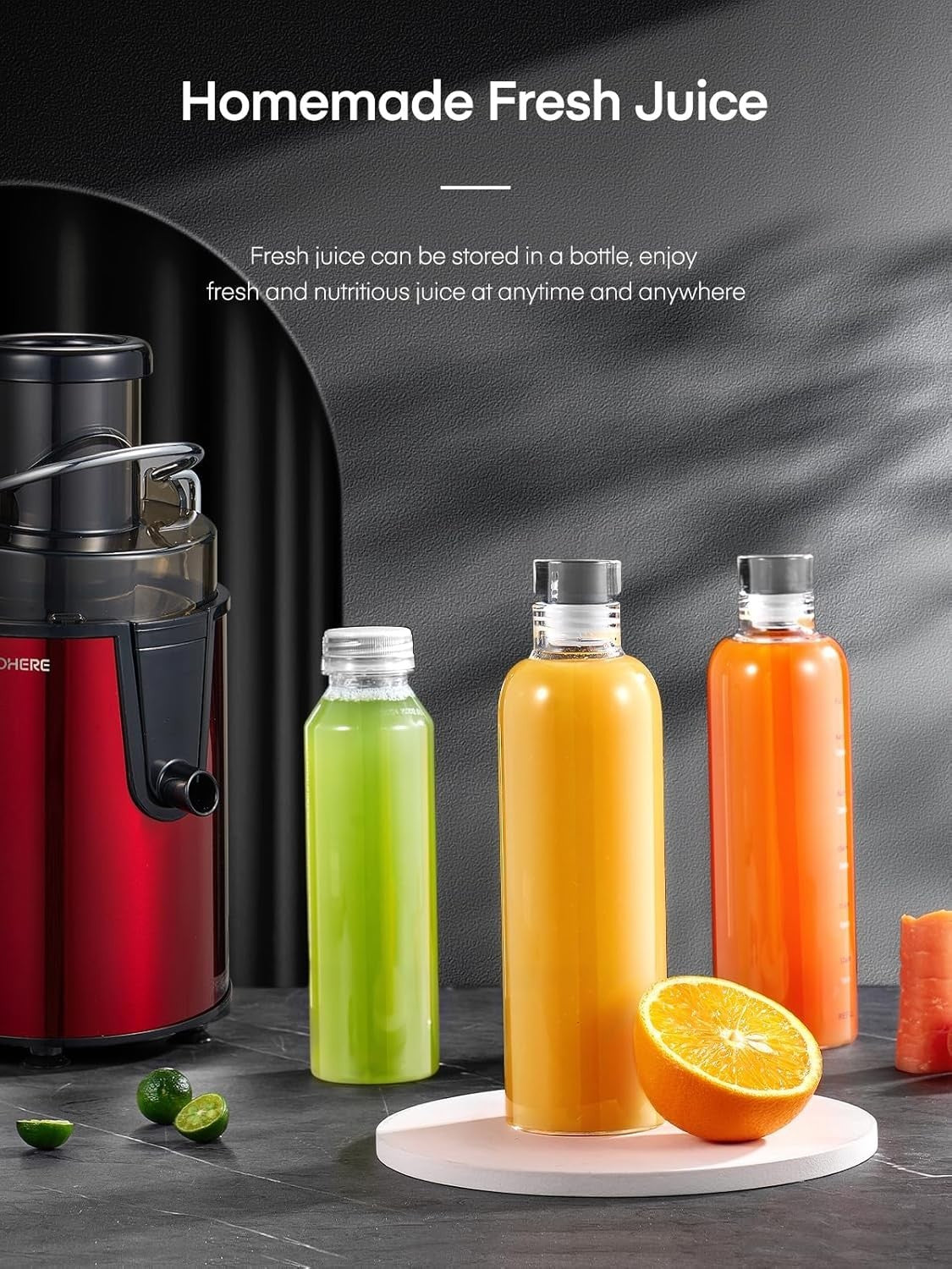 900W Centrifugal Juicer 3 Speed Wide Chute Fast Easy Clean Whole Fruit Red