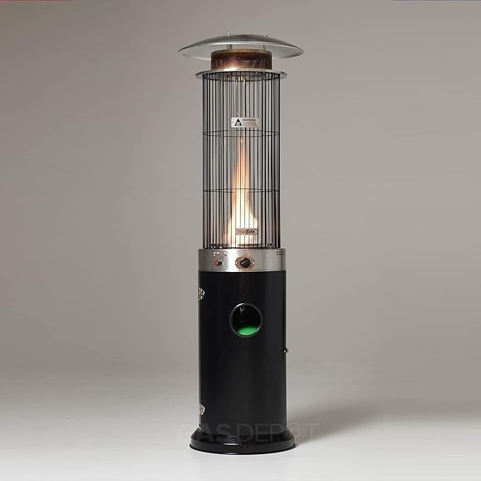 Outdoor Gas Patio Heater 13.5KW Spiral Flame Effect Adjustable Heat & Wheels