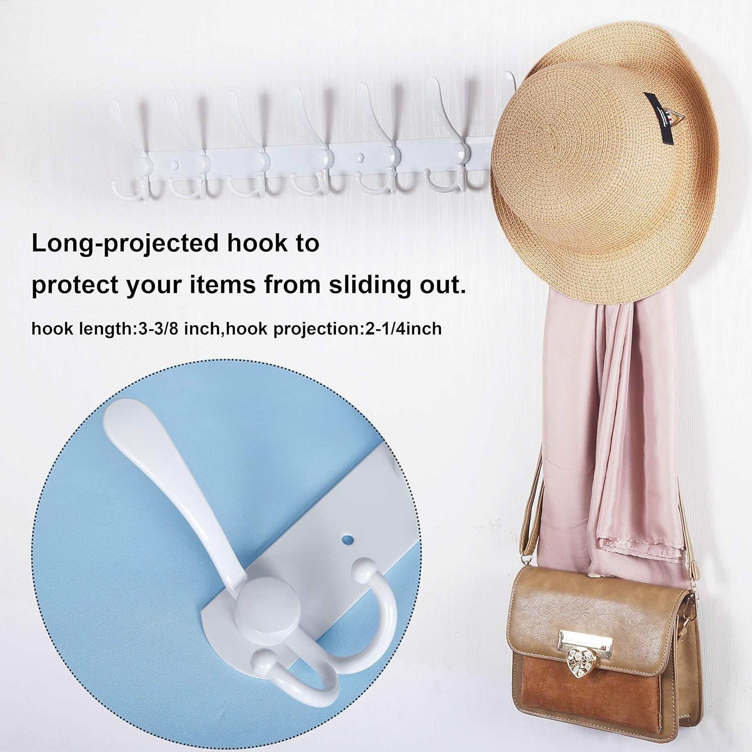 75cm Wall Mounted Coat Rack with 8 Hooks | Antique Copper Hook Rail Hanger