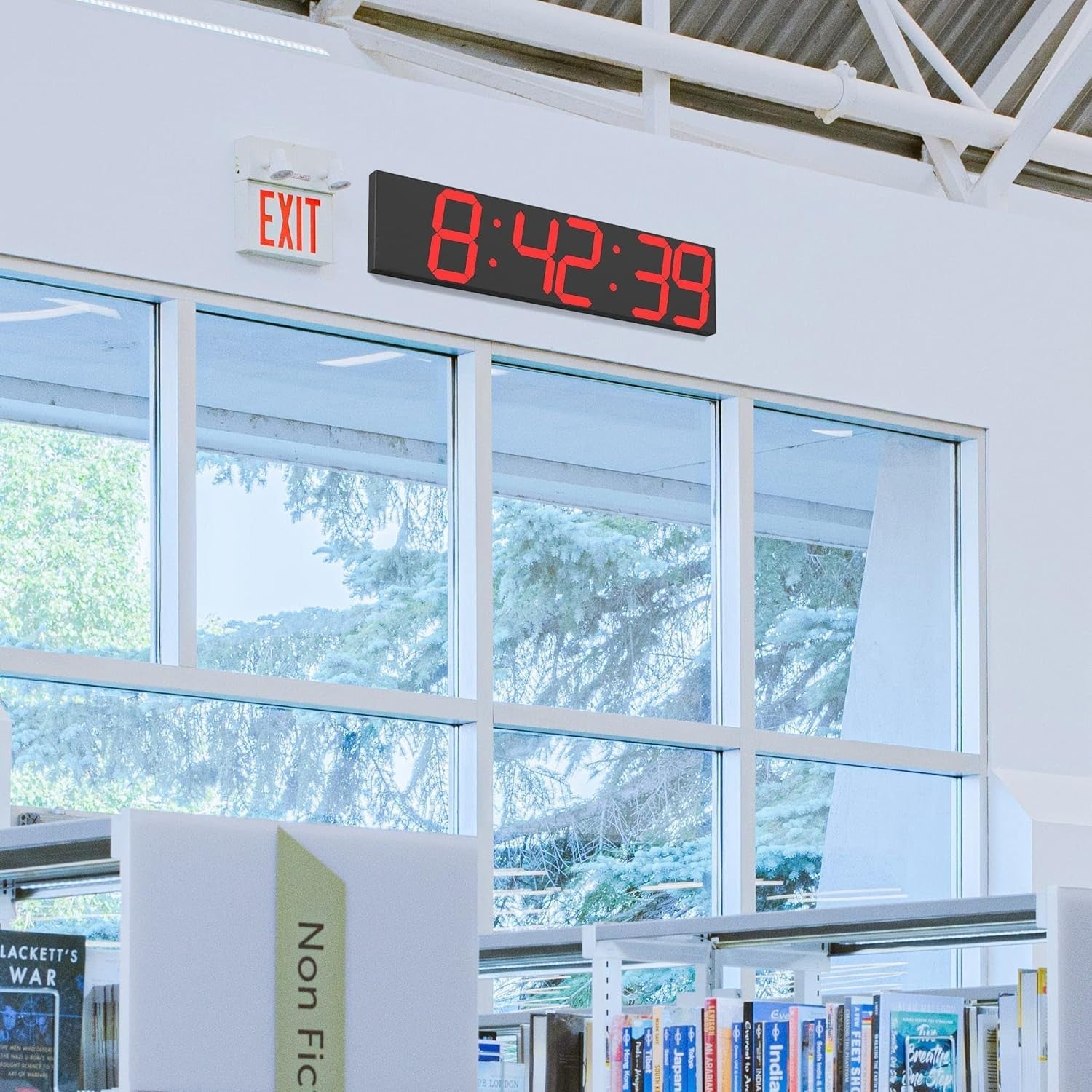 Oversized LED Wall Clock 27" Digital Timer Remote Date Temp Display Red